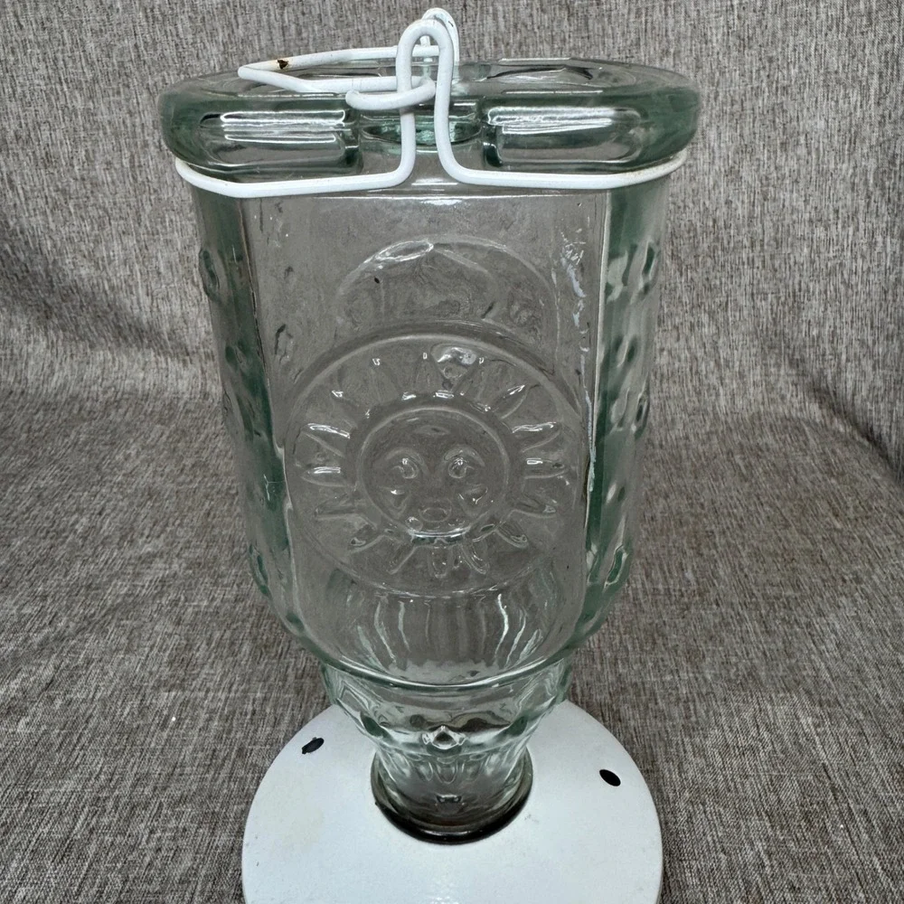Vintage Sun Moon Celestial Glass HummingBird Feeder Hanging Whimsical